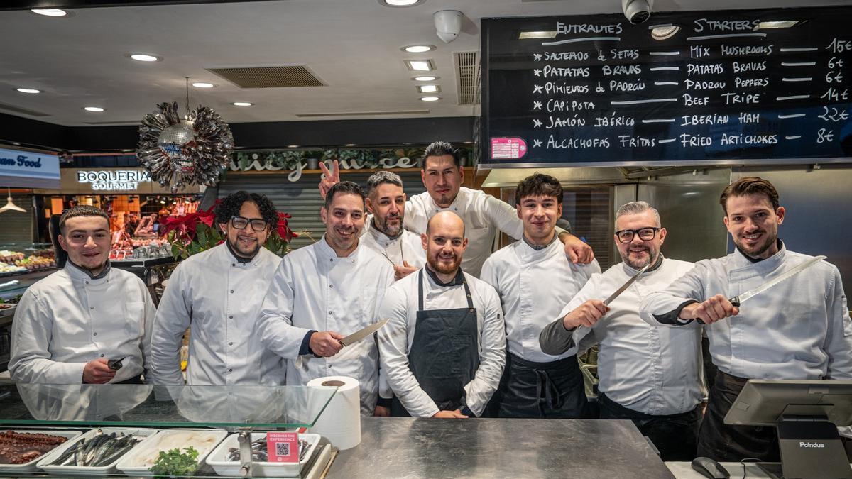 El equipo de Kiosko Universal, en La Boqueria.