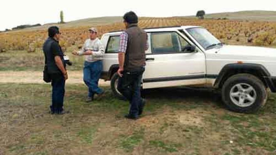 Rodaje en los viñedos de la cooperativa El Soto, de Villanueva de Campeán.