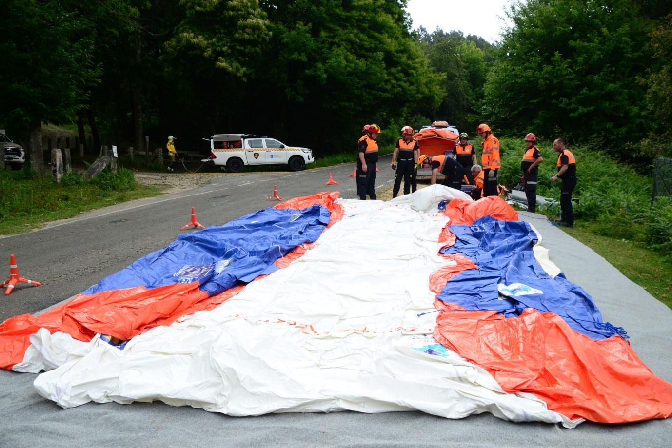 Las imágenes del simulacro contra incendios forestales en Moaña