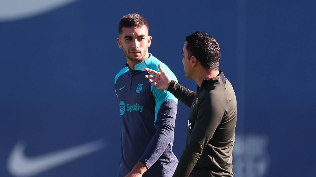 Xavi y Ferran durante un entrenamiento