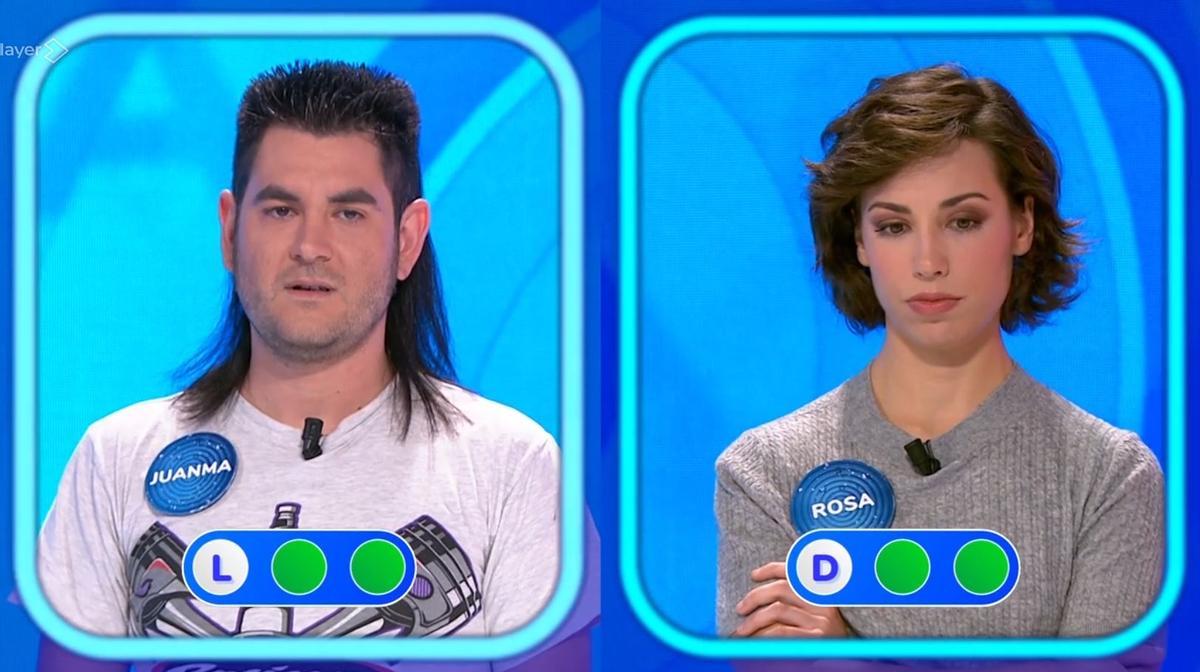 Juanma y Rosa, en la silla azul de Pasapalabra.