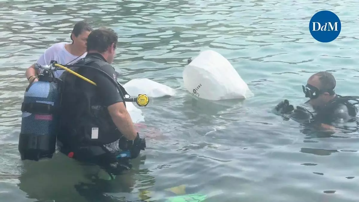 Puerto Portals retira 122 kilos de residuos del mar en una jornada ambiental
