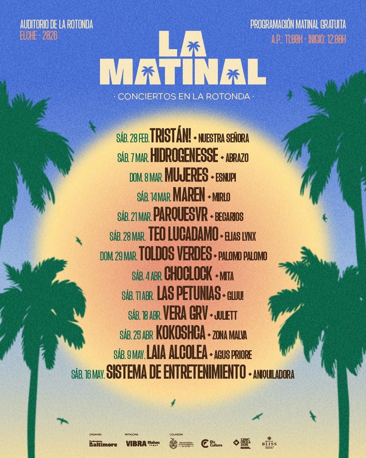 Cartel completo de los conciertos gratuitos que se realizarán en el Auditorio de la Rotonda de Elche