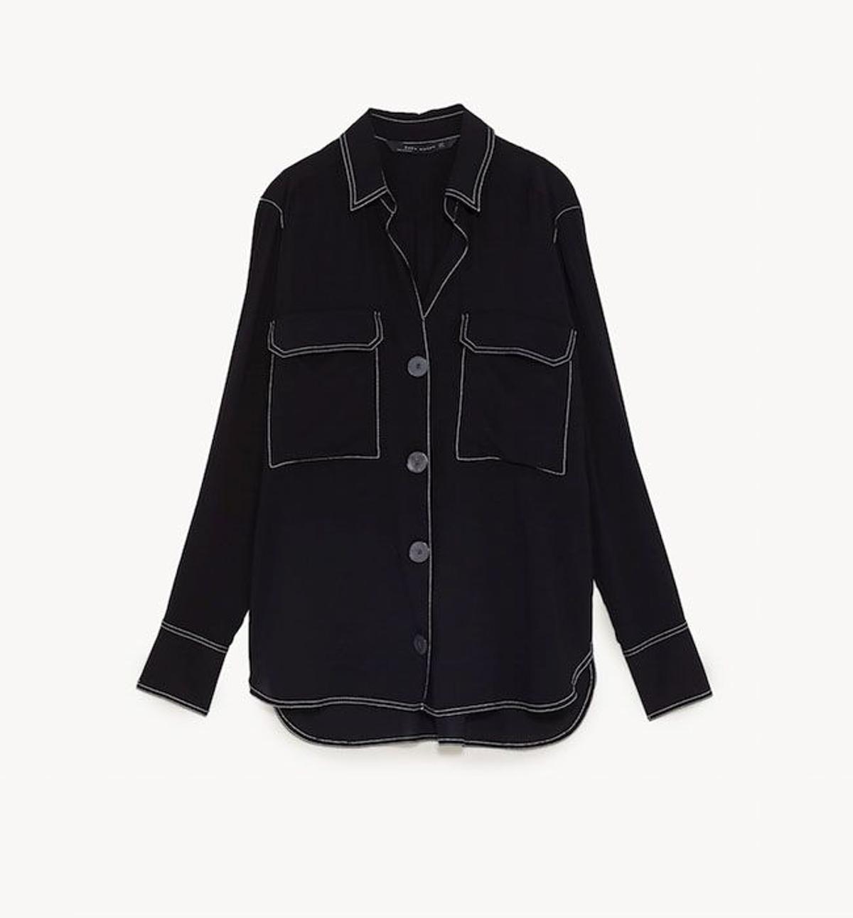 20 camisas de Zara: negra con bolsillos