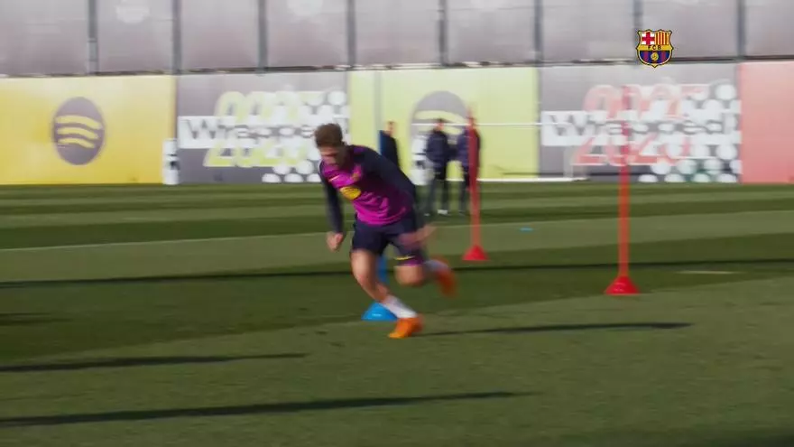 Sesión de entrenamiento de recuperación del Barça tras el triunfo contra el Betis