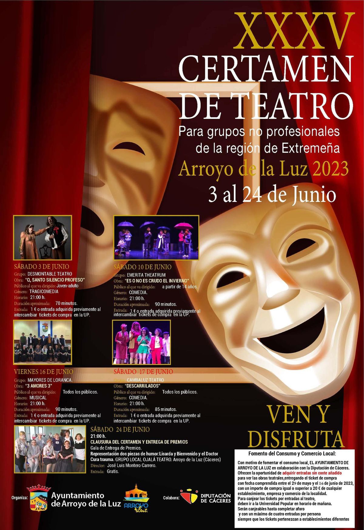 Cartel del XXXV Certamen de Teatro de Arroyo de la Luz.
