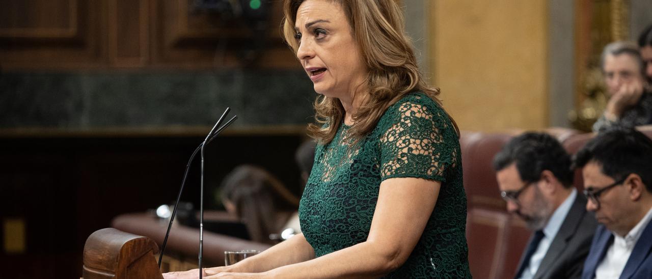 La diputada de Coalición Canaria Cristina Valido interviene durante una sesión plenaria, en el Congreso de los Diputados, a 14 de marzo de 2024, en Madrid (España).