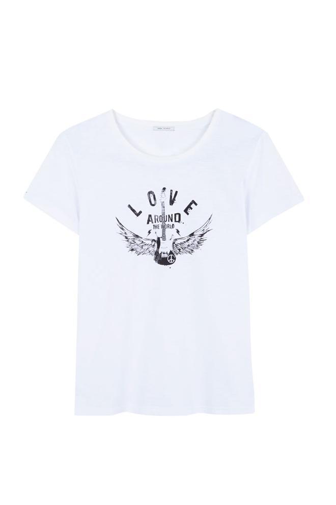 Camiseta blanca con estampado rockero, de Ikks