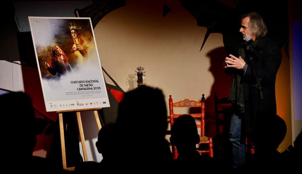 El artista, en la presentación del cartel del XI Concurso Nacional de Saetas de Cartagena 2025.