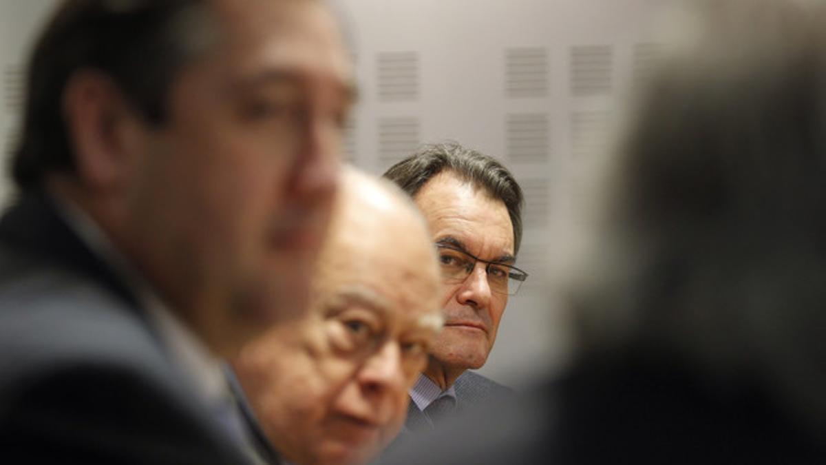 Josep Maria Peligrí, Jordi Pujol y Artur Mas, en la ejecutiva de CiU.