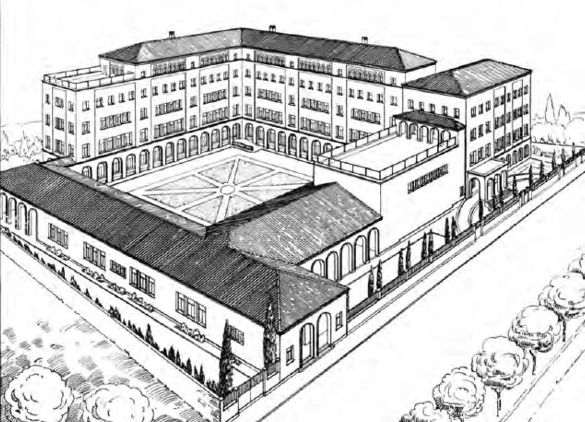 Diseño del colegio Jesús y María de Zaragoza, por el arquitecto catalán Isidre Puig i Boada.