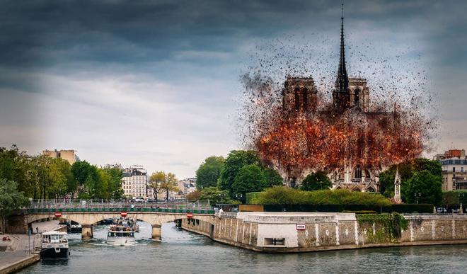 Recreación digital del fuego de Notre Dame