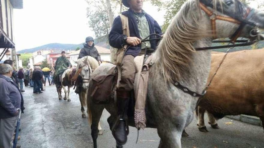 Una pasada edición de la feria ganadera de San Martín de Luiña.