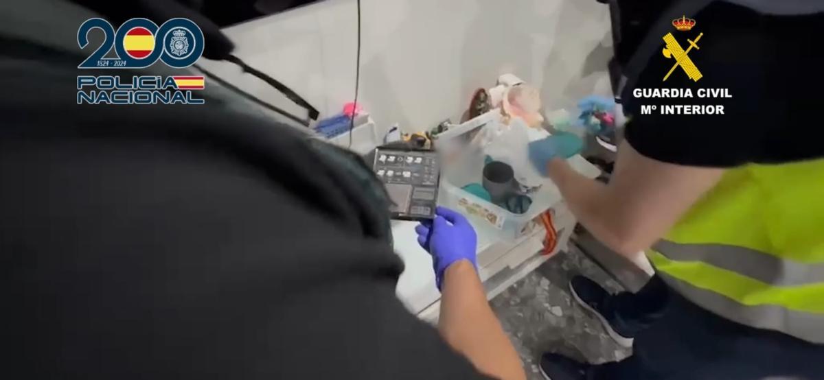 Uno de los registros practicados por Guardia Civil y Policía Nacional