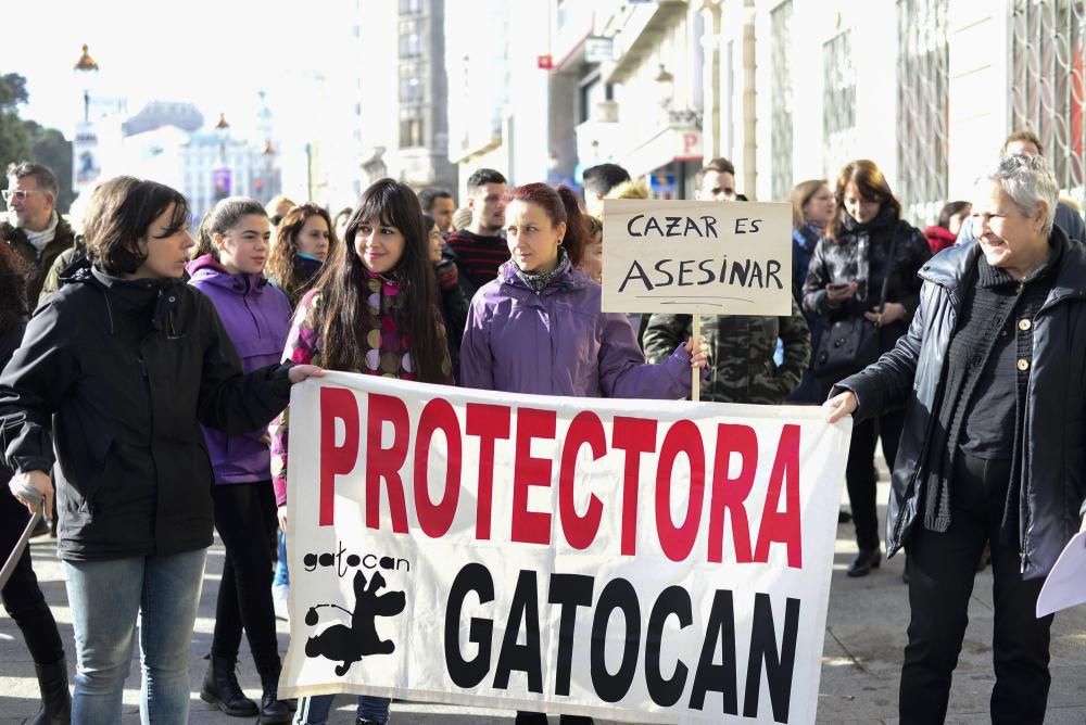 Protesta en A Coruña contra la caza de zorros