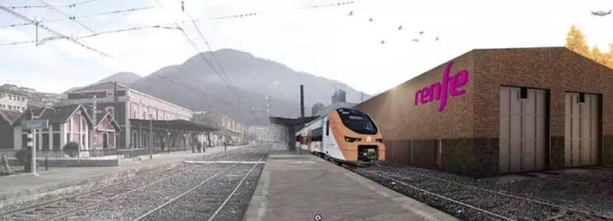 Projecció de la futura nau de manteniment a lestació de Ripoll.