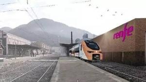 Projecció de la futura nau de manteniment a lestació de Ripoll.