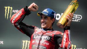 Marc Márquez (Ducati) celebra, feliz, su victoria, el pasado domingo, en Brno.
