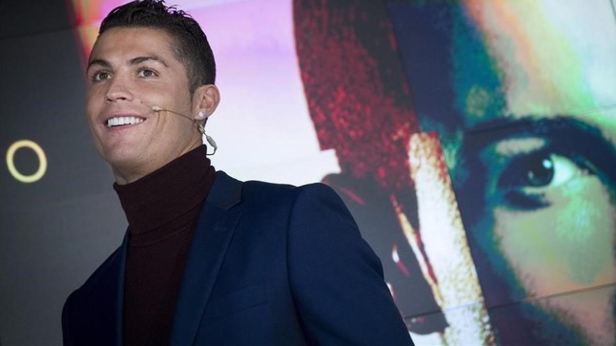 Cristiano Ronaldo, este jueves durante la presentación de su colonia