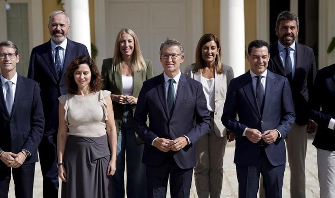 Alberto Núñez Feijóo durante la Cumbre de Presidentes del Partido Popular.