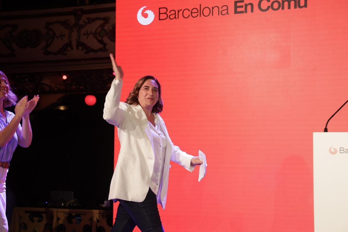 Ada Colau, al comparecer tras conocer los resultados del 28M. Ada Colau, al comparecer tras conocer los resultados del 28M.