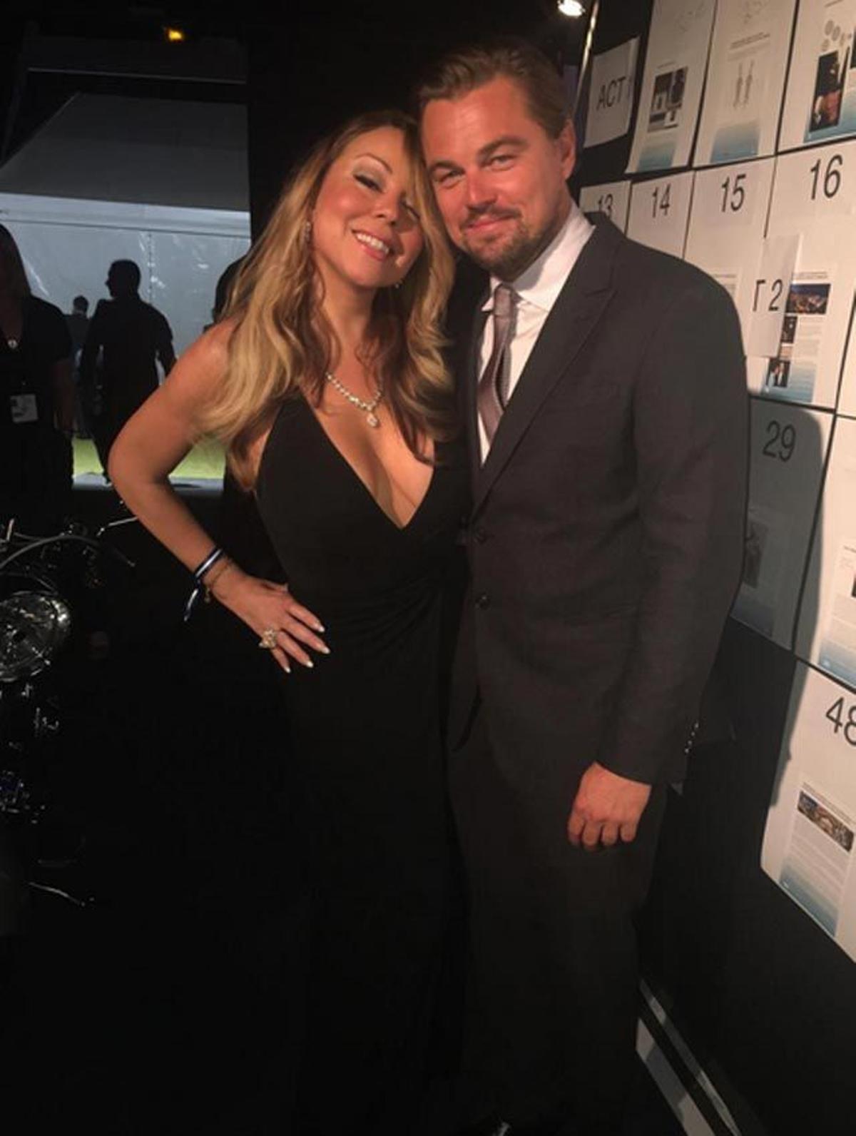 Mariah Carey y Leonardo DiCaprio en la gala solidaria con el medio ambiente.