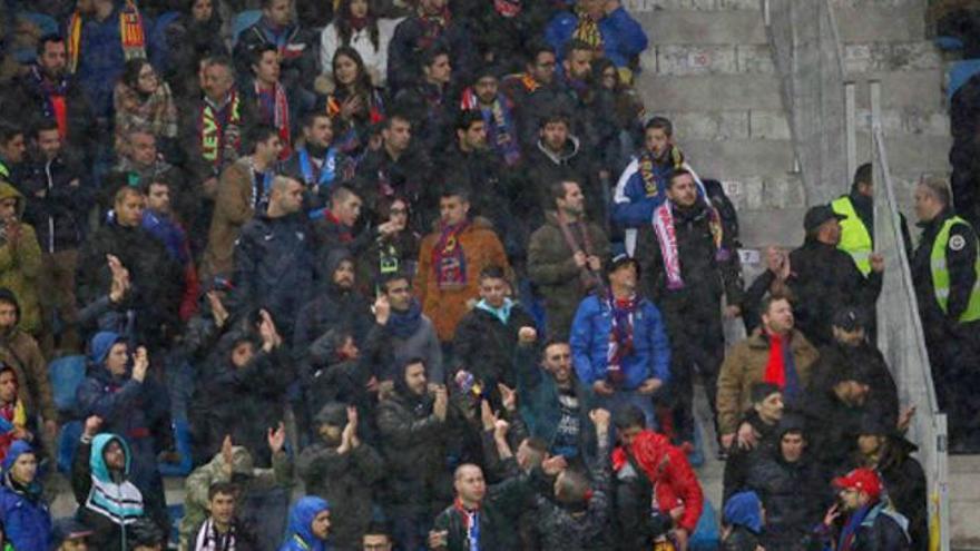 La afición granota, en la zona visitante de Ipurua