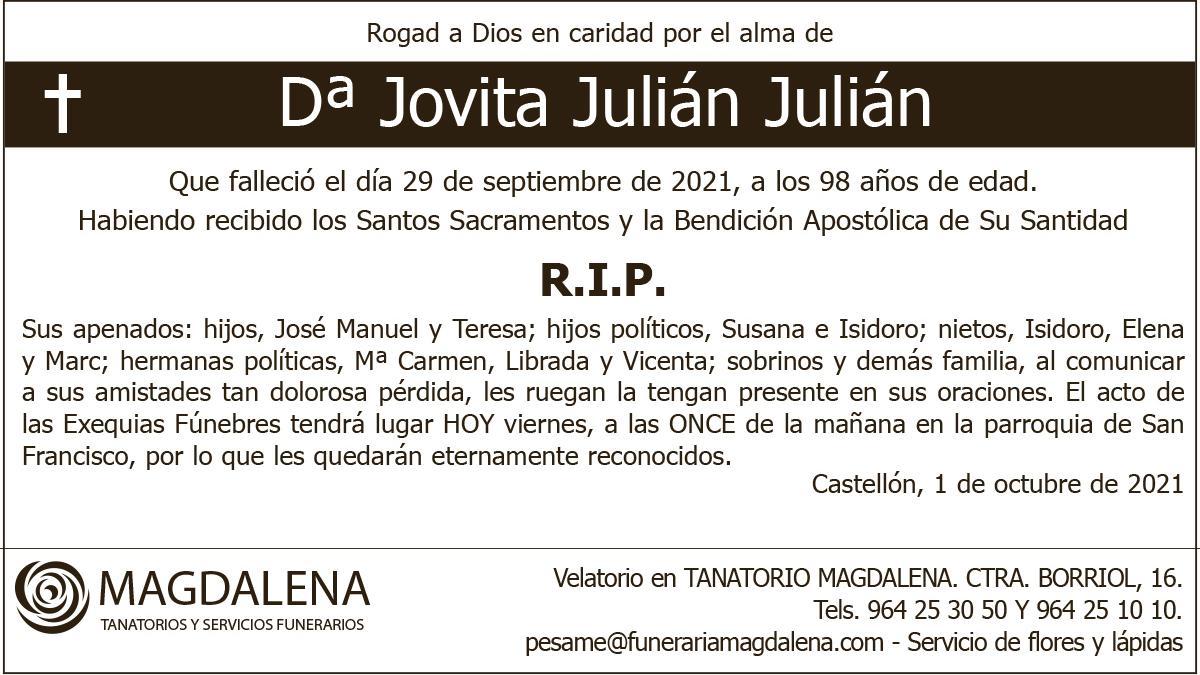 Dª Jovita Julián Julián