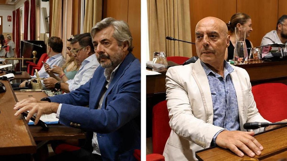 Miguel Ángel Torrico (PP) y Antonio Hurtado (PSOE), en el salón de plenos.