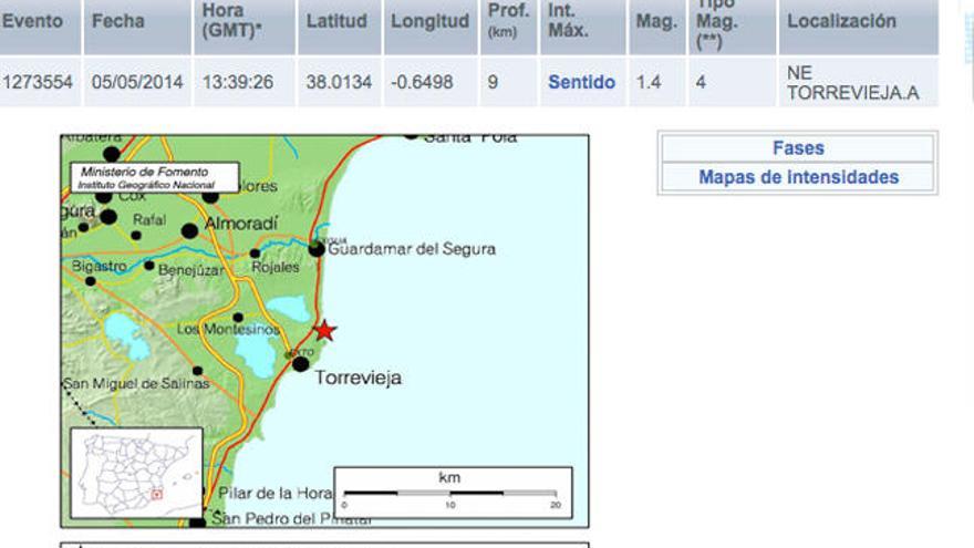 Leve temblor de tierra en Torrevieja