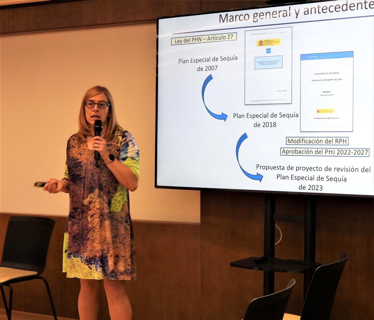 La jefa de la Oficina de Planificación Hidrológica, Arancha Fidalgo, durante su exposición.