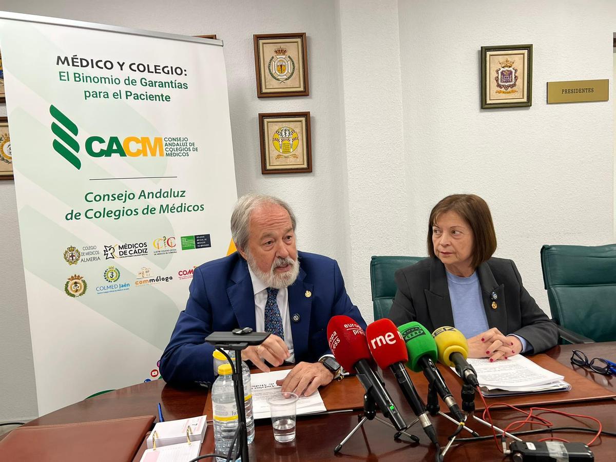 El doctor  Alfonso Carmona junto a la doctora  Mercedes Ramblado durante la presentación del informe.
