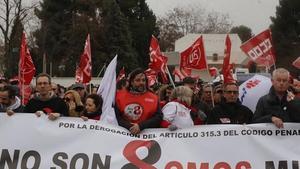 Manifestación de apoyo a los ocho sindicalistas de Airbus en Madrid.