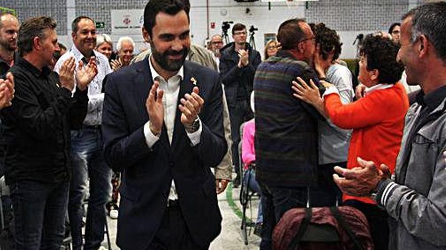 Roger Torrent, a la seva arribada al míting a Lleida.