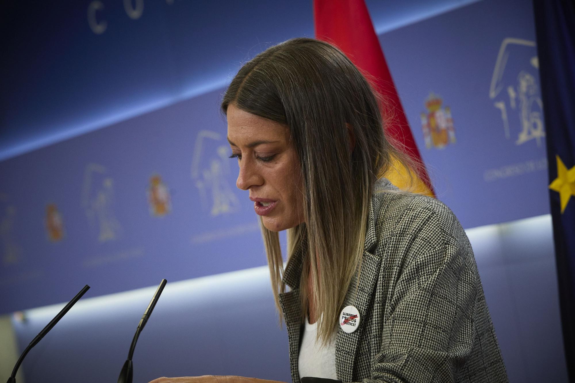 La portavoz de Junts en el Congreso, Miriam Nogueras, en una rueda de prensa del pasado mes de mayo.