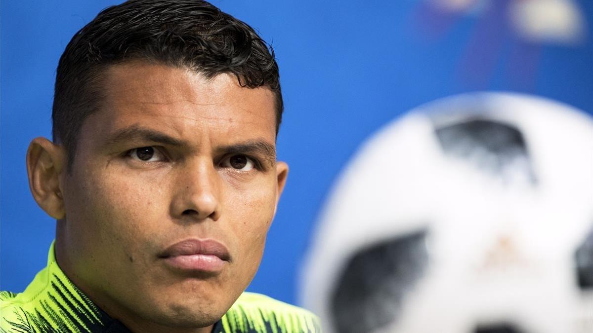 Thiago Silva, en la rueda de prensa antes del partido contra Costa Rica.