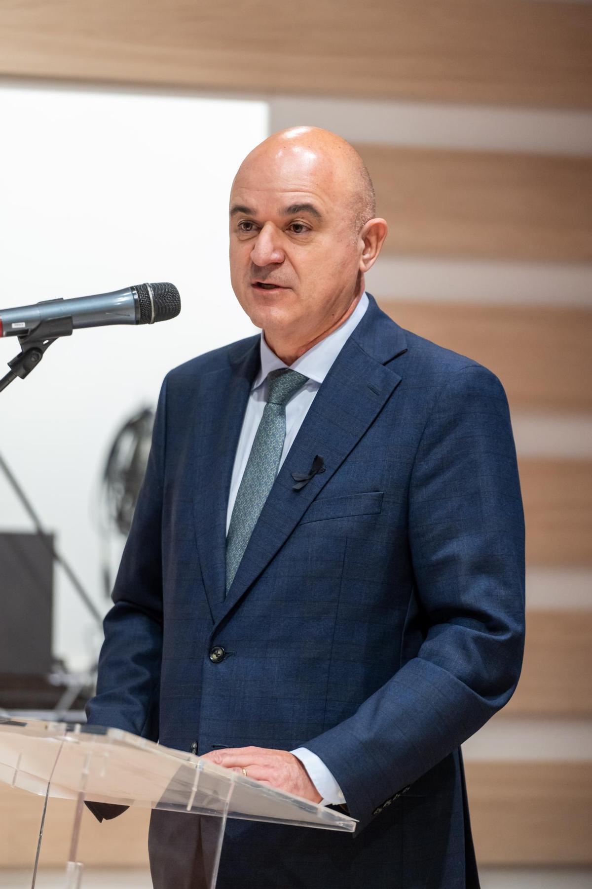 El presidente del Consell de Eivissa, Vicent Marí, en una intervención en Fitur.