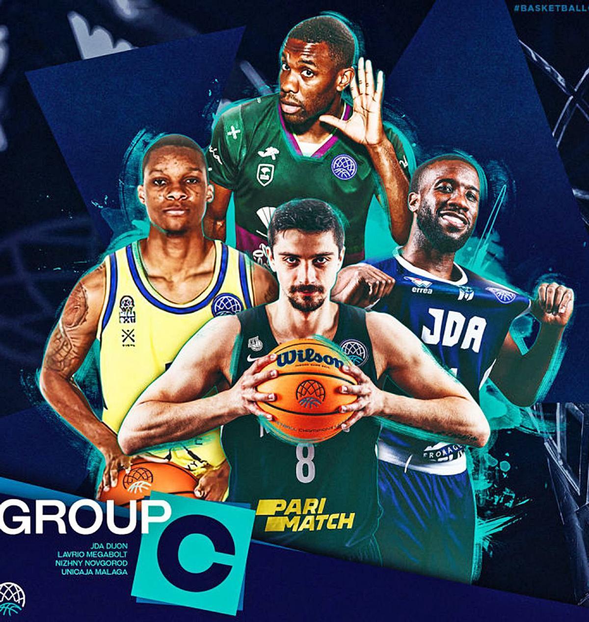 El Unicaja está encuadrado en el Grupo C de la BCL junto al Nizhny, Dijon y Lavrio. | FIBA CHAMPIONS LEAGUE