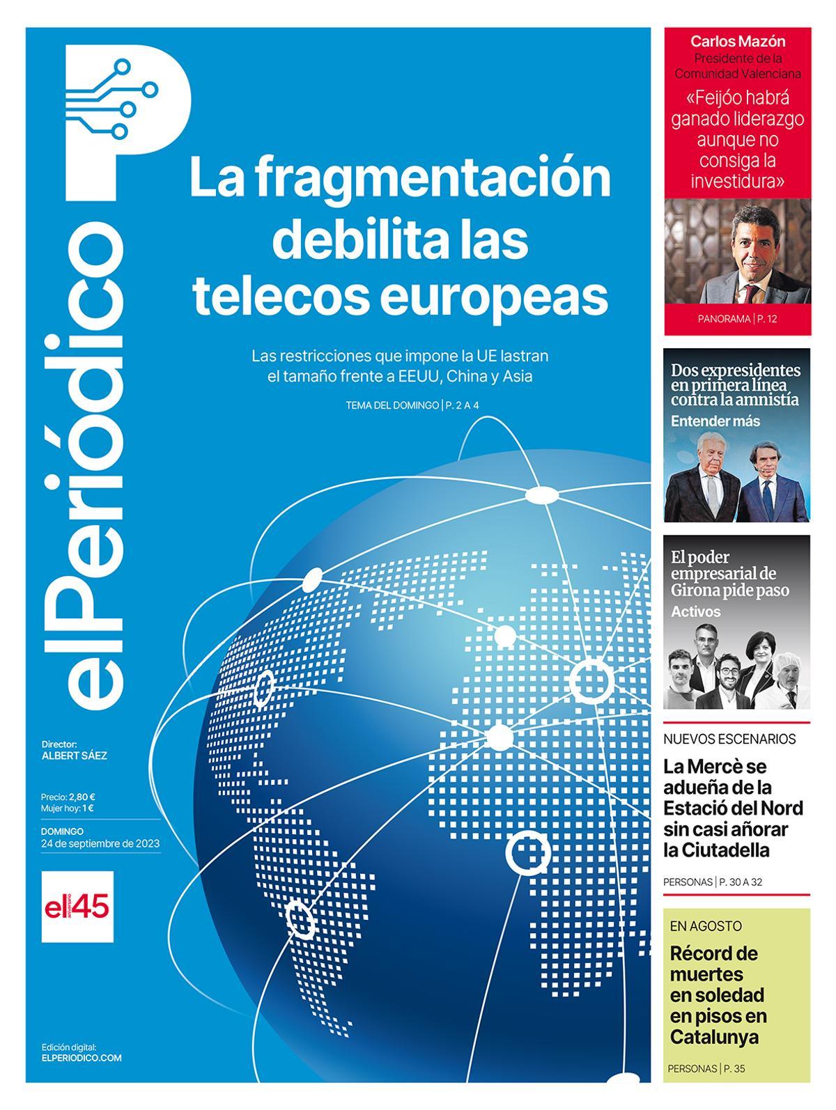 La portada de EL PERIÓDICO del 24 de septiembre de 2023 La portada de EL PERIÓDICO del 24 de septiembre de 2023