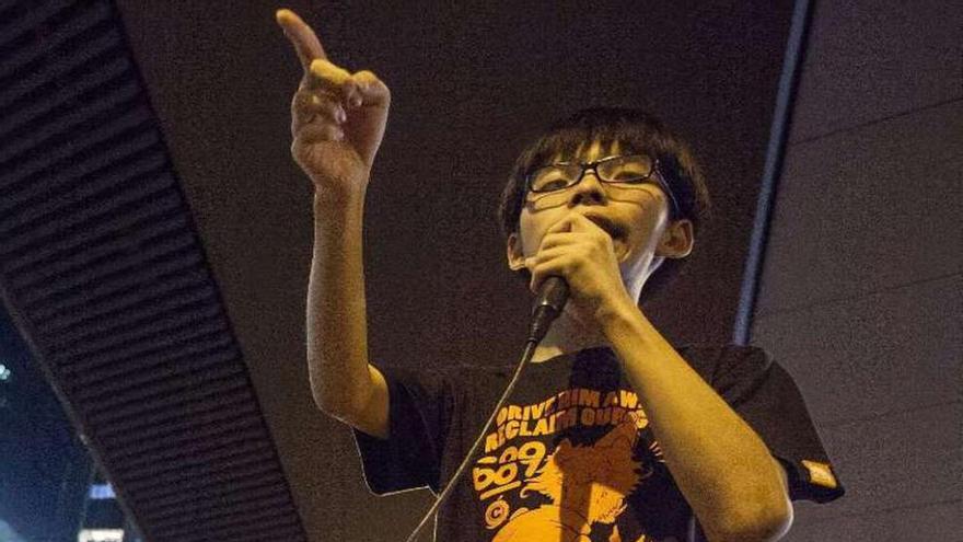 Joshua Wong, 18 años, del movimiento &quot;Scholarism&quot;, ayer.