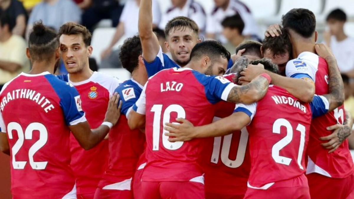 El Espanyol celebra el primer gol de la temporada