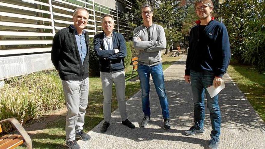 D&#039;esquerra a dreta, Josep Freixas, Josep Maria Rossell, Pere Palà i Xavier Gamisans, de la UPC a Manresa