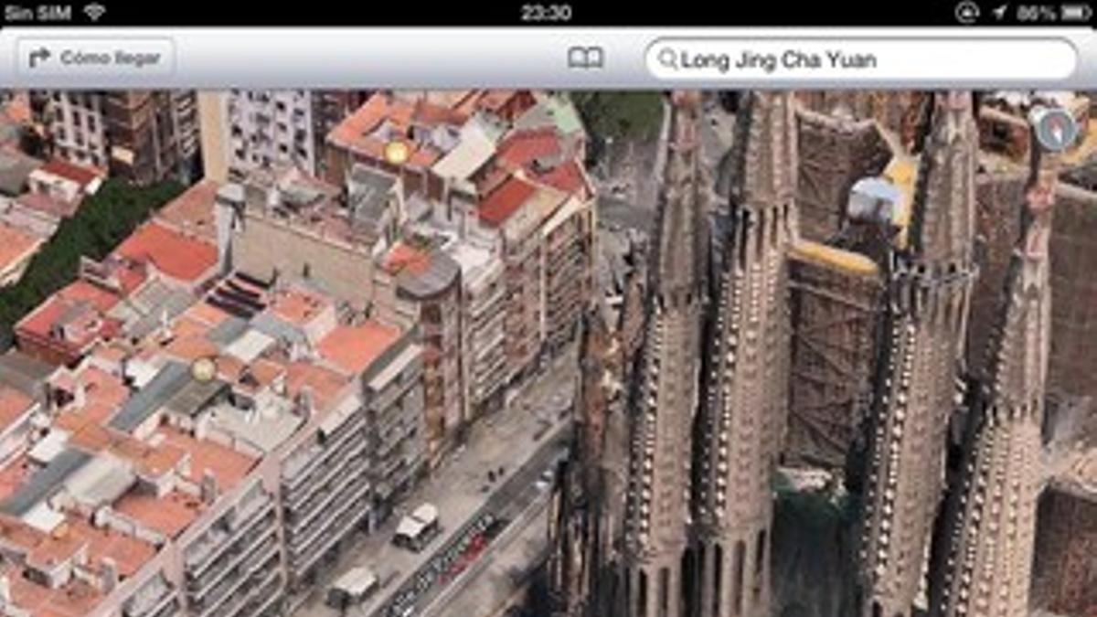La Sagrada Familia en 3-D en la nueva aplicación de Mapas del iOS 6.