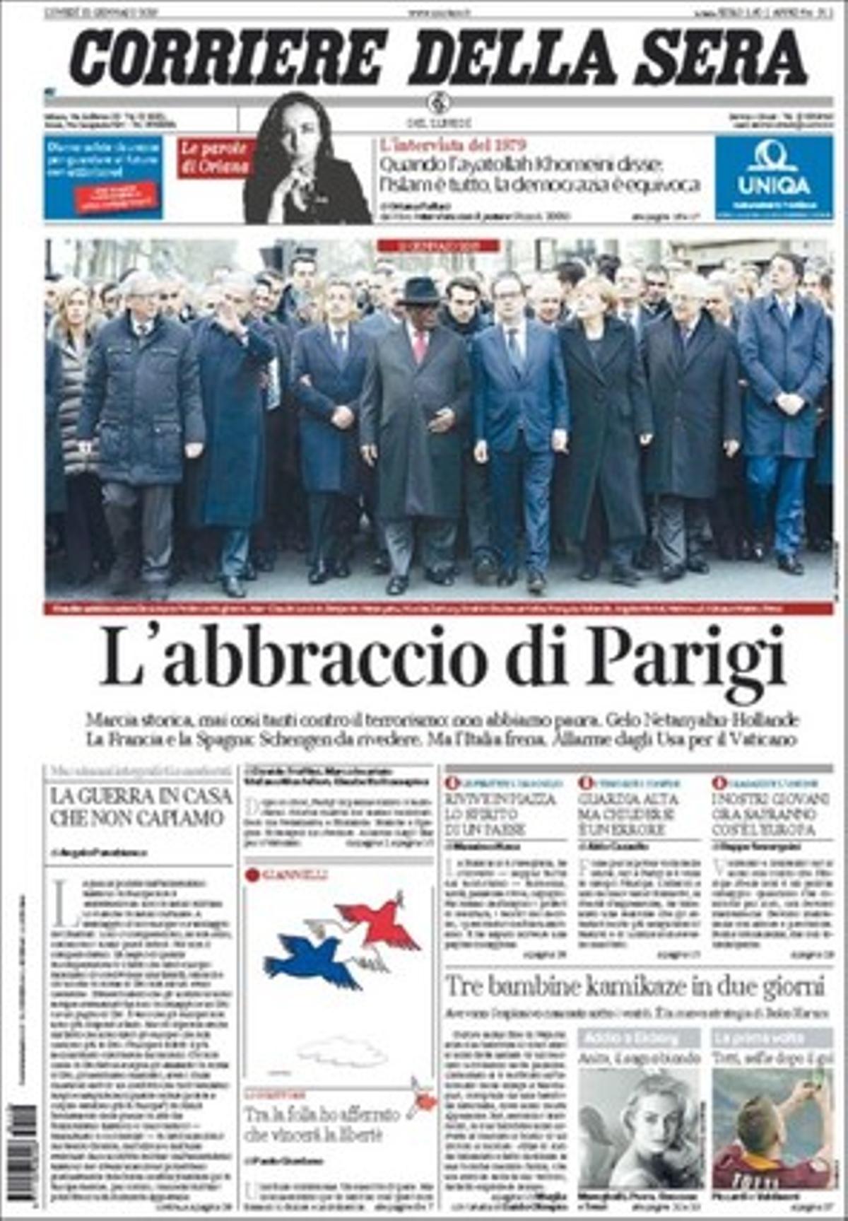 La portada de l’italià ’Corriere della Sera’.
