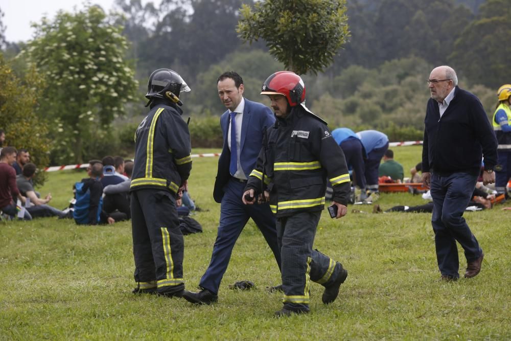 Doble simulacro de emergencias en Asturias: un accidente de avión y un gran incendio forestal