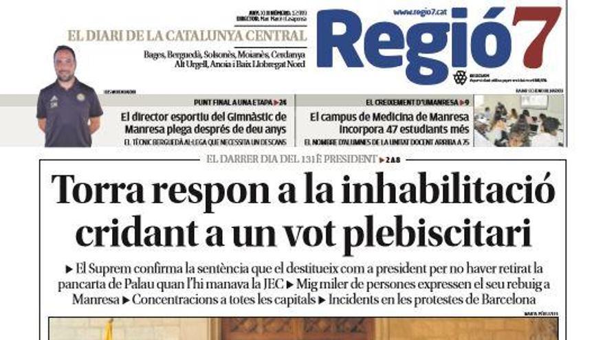 La portada de Regió7 d&#039;aquest dimarts, 29 de setembre