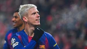 Dani Olmo celebra su gol en Praga.