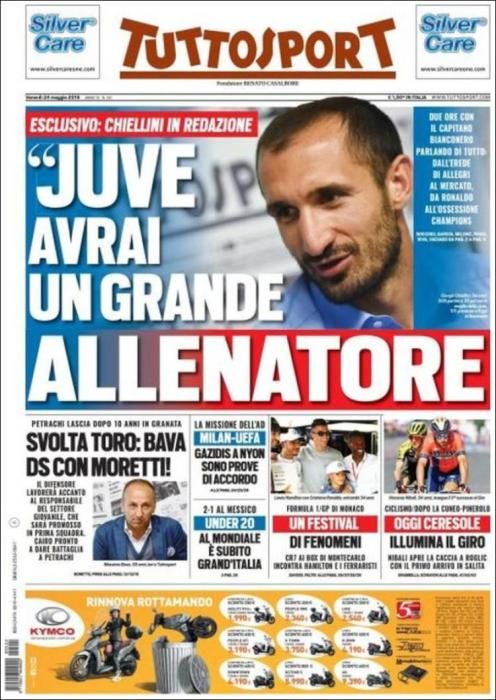 Portada TUTTOSPORT viernes 24 de mayo de 2019