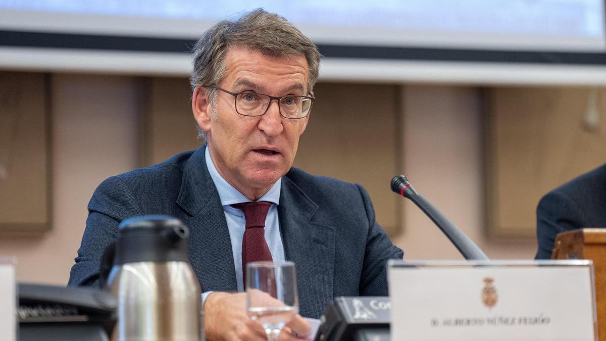 Alberto Núñez Feijóo durante unas jornadas del PP en el Congreso.