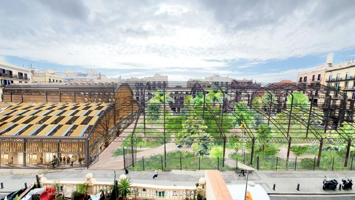 Proyecto de los vecinos para el Mercado de l'Abaceria de Gracia con zona verde